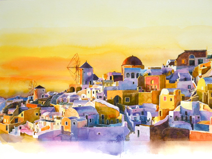 ギリシャ”サントリーニ島” | インテリア絵画 アートの専門通販