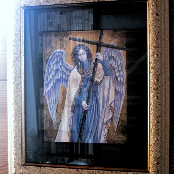 送料無料お得「祈り」水彩画 原画 額付き F0 天使の絵 Angel 絵画