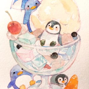動物 イラスト 透明水彩 ペンギン 食べ物 スイーツ アート インテリア絵画の通販 販売サイト Thisisgallery ディスイズギャラリー