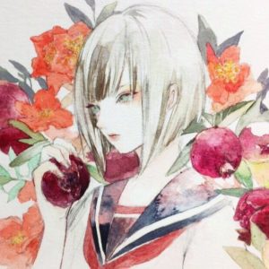 イラスト 水彩画 透明水彩 絵墨 少女 柘榴 ザクロ 現代アート 絵画の通販 販売サイト Thisisgallery ディスイズギャラリー