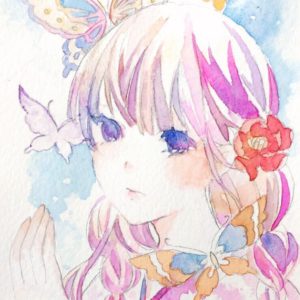 イラスト 少女 和風 花 蝶 現代アート 絵画の通販 販売サイト