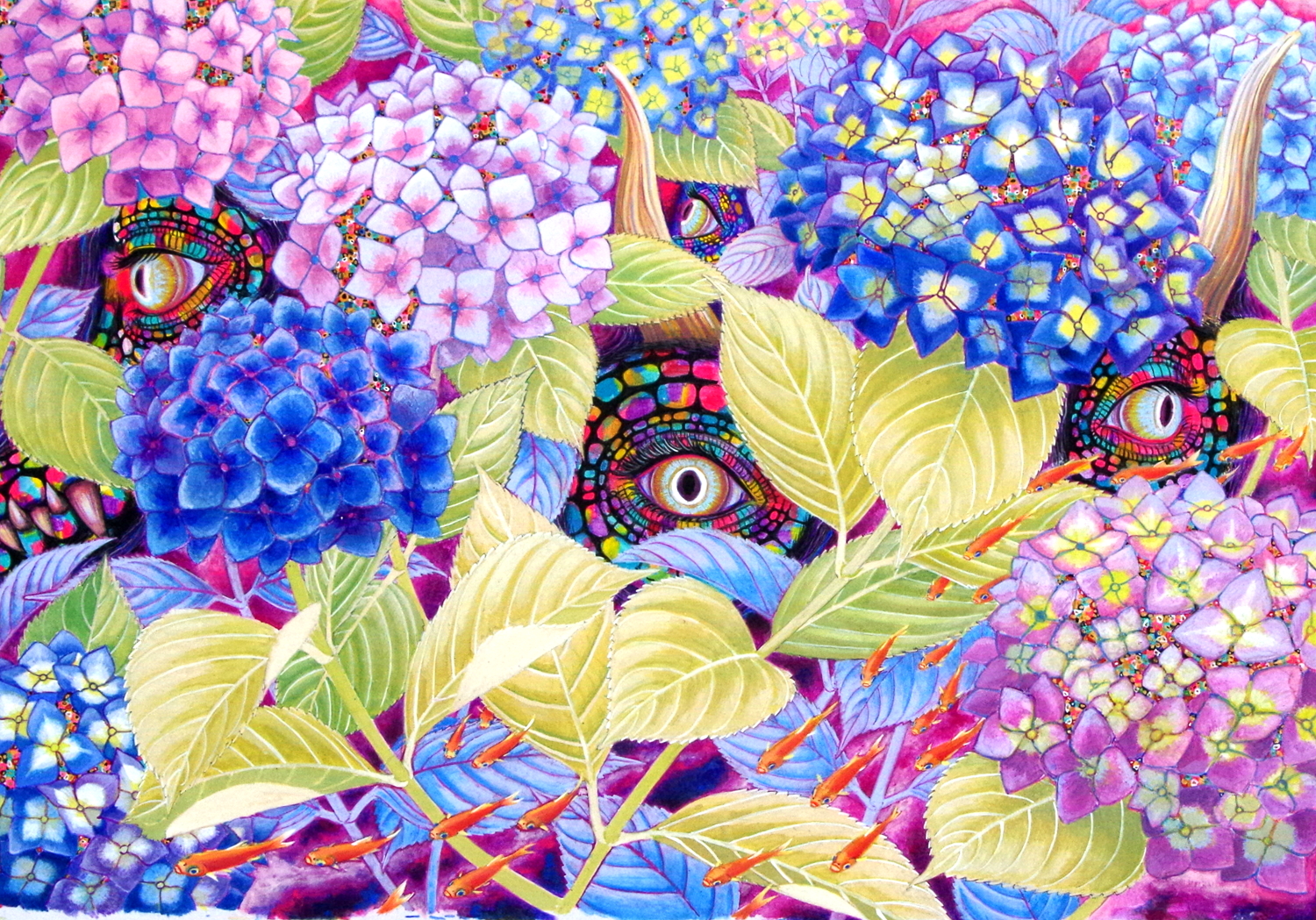 紫陽花に潜む異界 | アート・インテリア絵画の通販・販売サイト