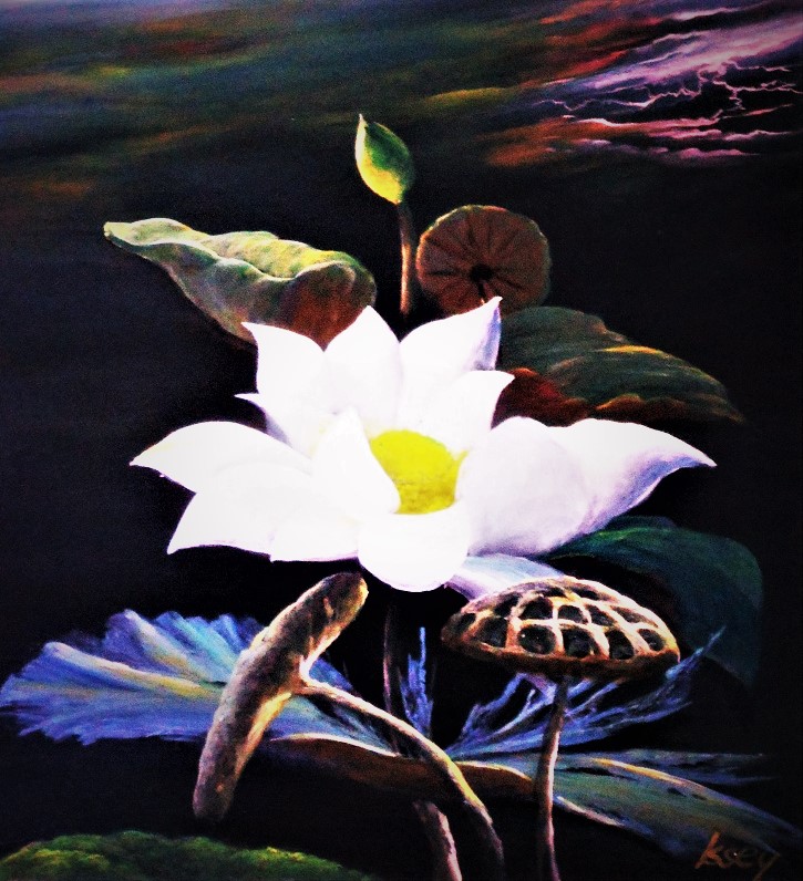 蓮の花の絵画 - ホビー、カルチャー