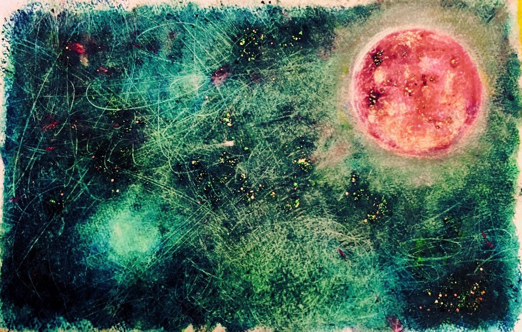 香るクレヨン画 赤い月 アート インテリア絵画の通販 販売サイト Thisisgallery ディスイズギャラリー