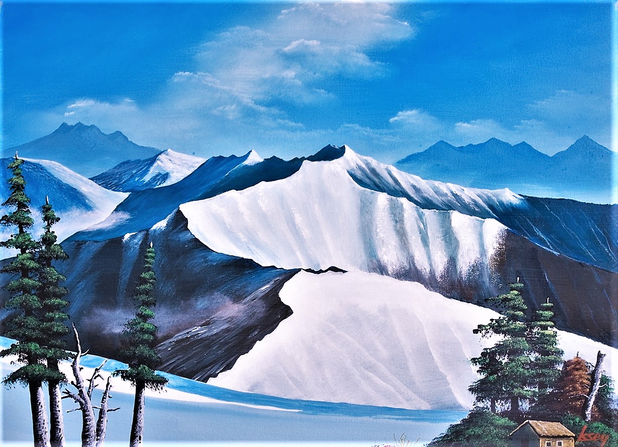【安い在庫】静かな雪山 自然、風景画