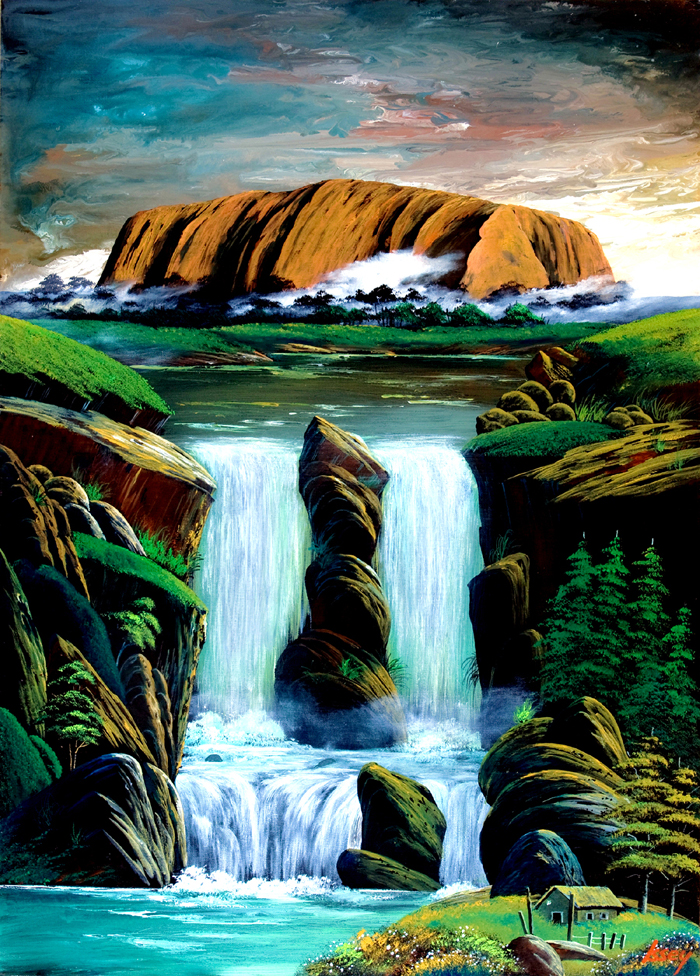 得価品質保証エアーズロックの瀑布３ 自然、風景画