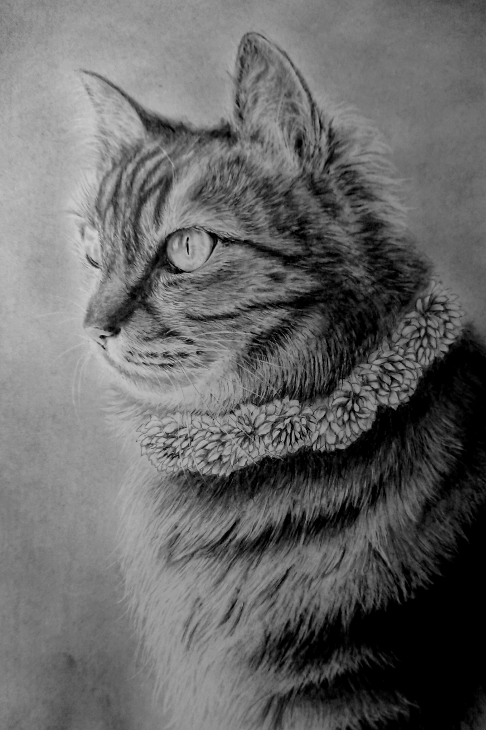 水彩画 パステル画 手描き 鉛筆絵画 デッサン 重かっ 猫 絵画