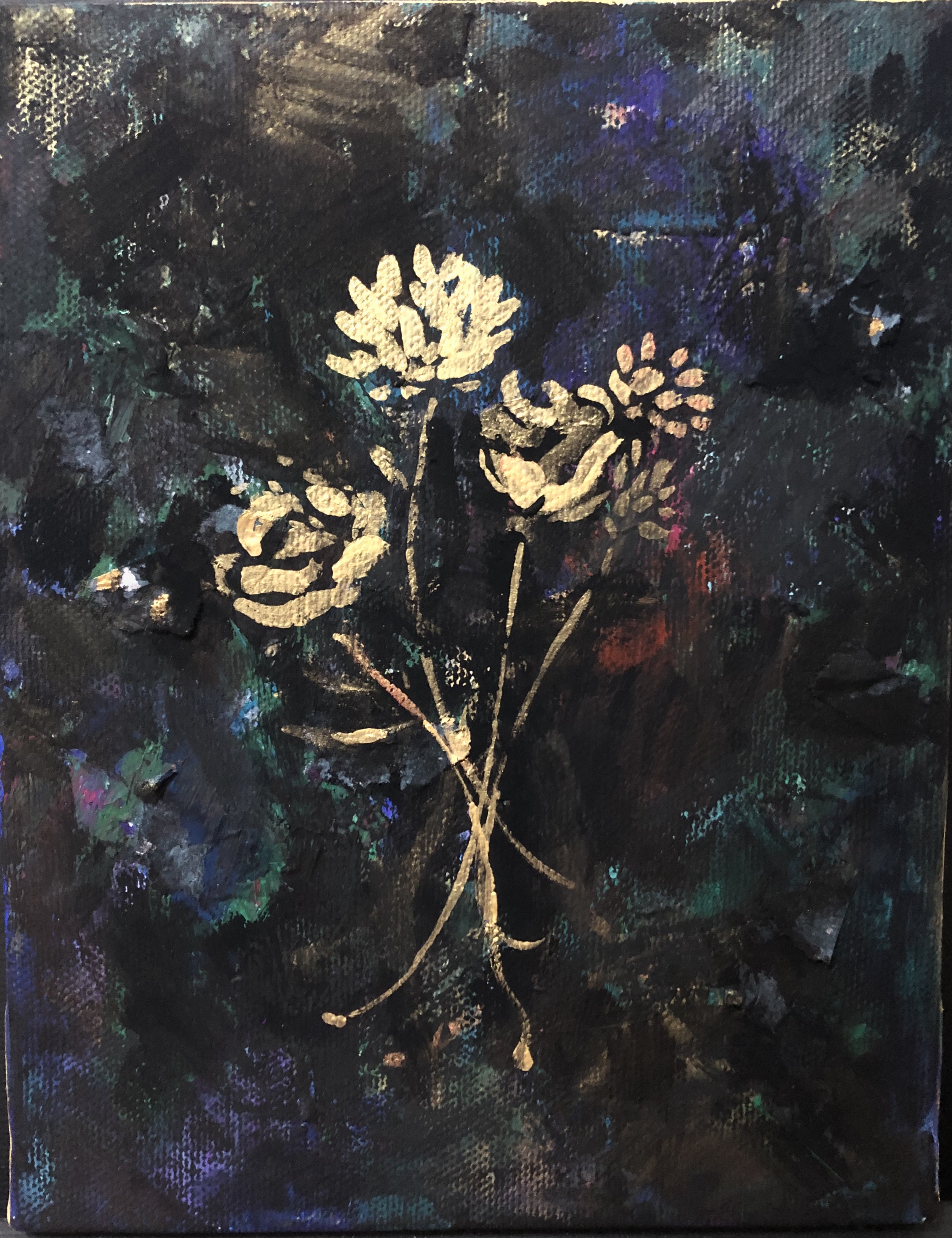 金子誠治「バラ花」 油絵 F0号 1968年作 道展会員 - 美術品 