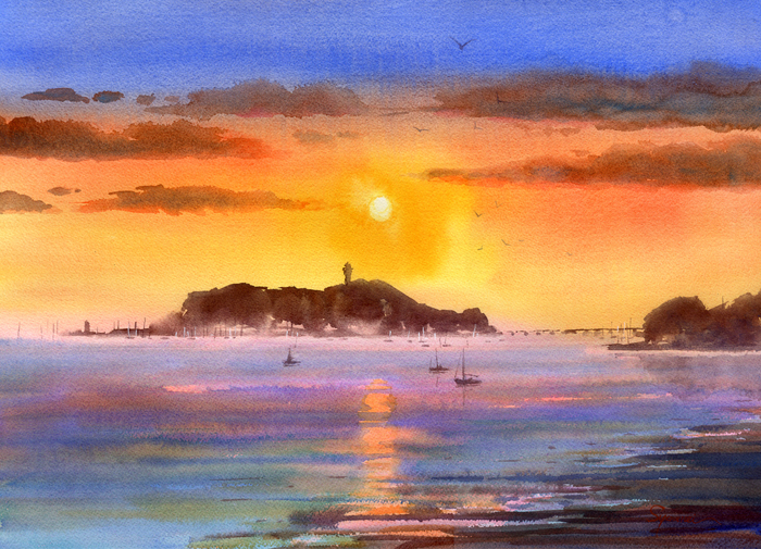 江の島夕日 | アート・インテリア絵画の通販・販売サイト