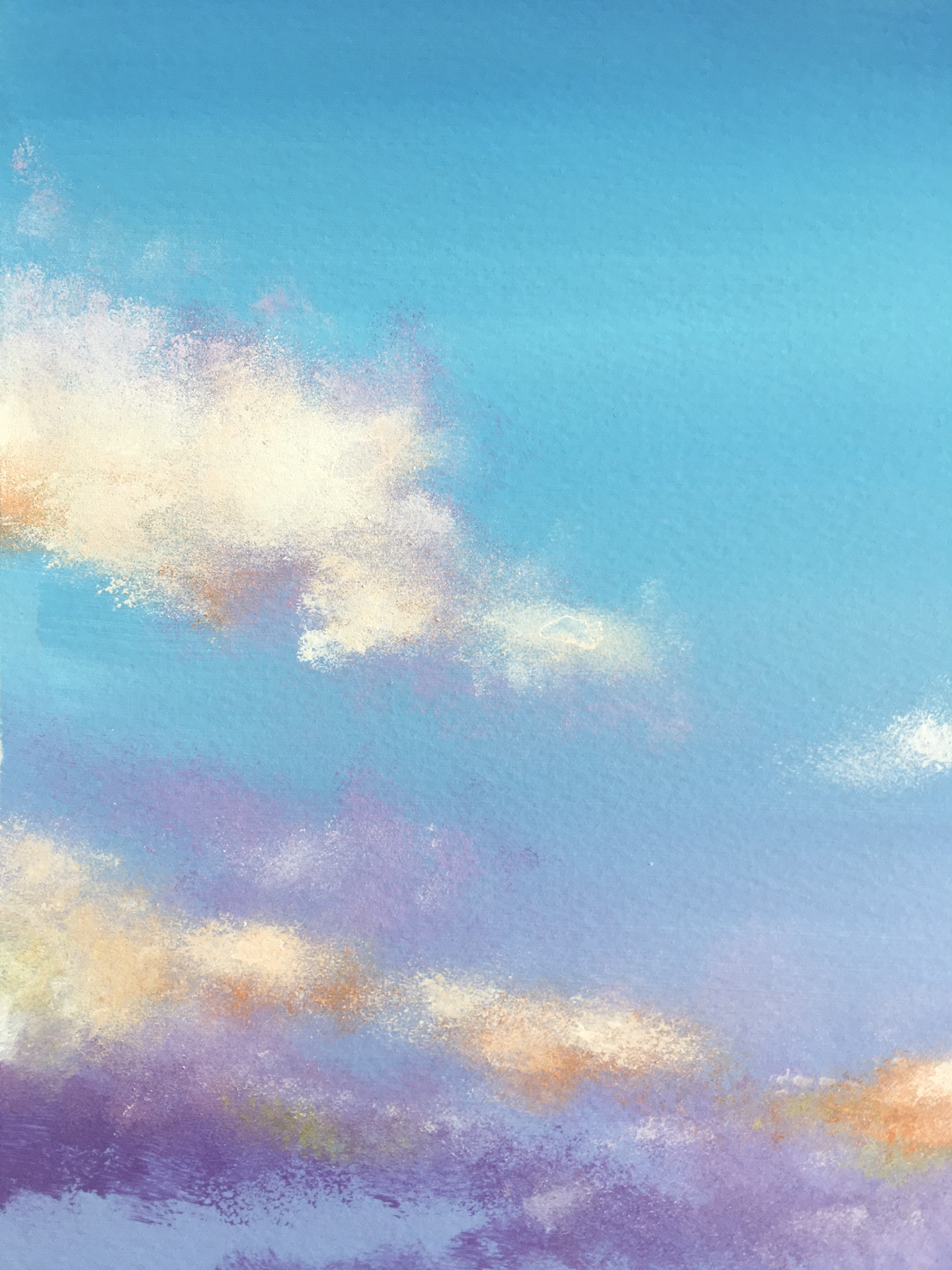 油絵 風景画『紫雲』 空 雲 海 丸型キャンバス - 絵画/タペストリ