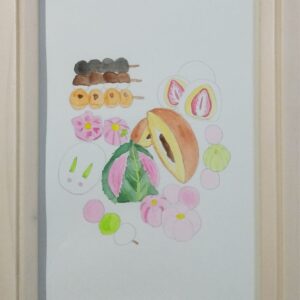 和菓子 おやつ 可愛い かわいい イラスト 手描きイラスト 食べ物 アート インテリア絵画の通販 販売サイト Thisisgallery ディスイズギャラリー