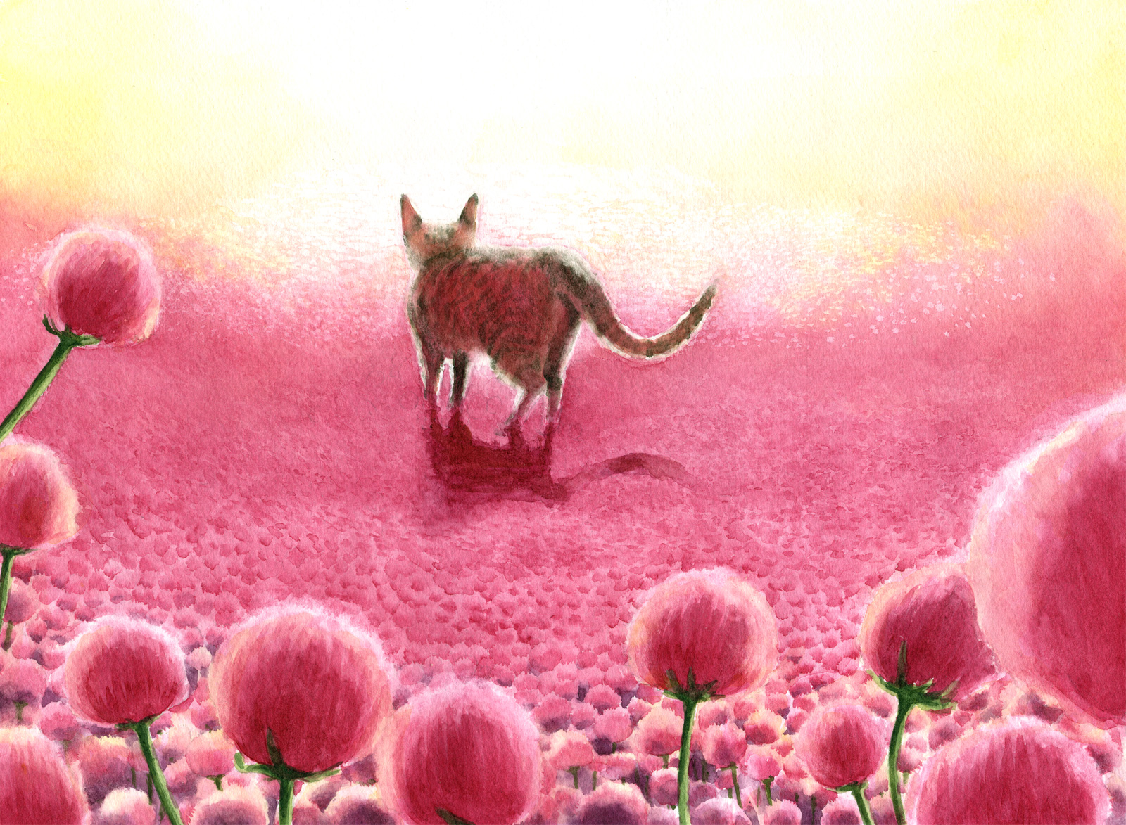 花畑と猫 | アート・インテリア絵画の通販・販売サイト