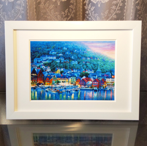 北欧 アメリカで版画化☆ノルウェー ベルゲン ヨーロッパ 風景画 版画