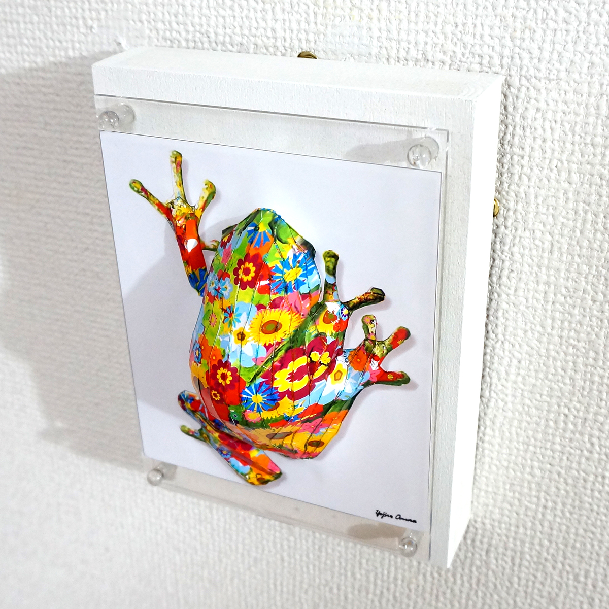 花柄カエルは壁に張り付く | アート・インテリア絵画の通販・販売