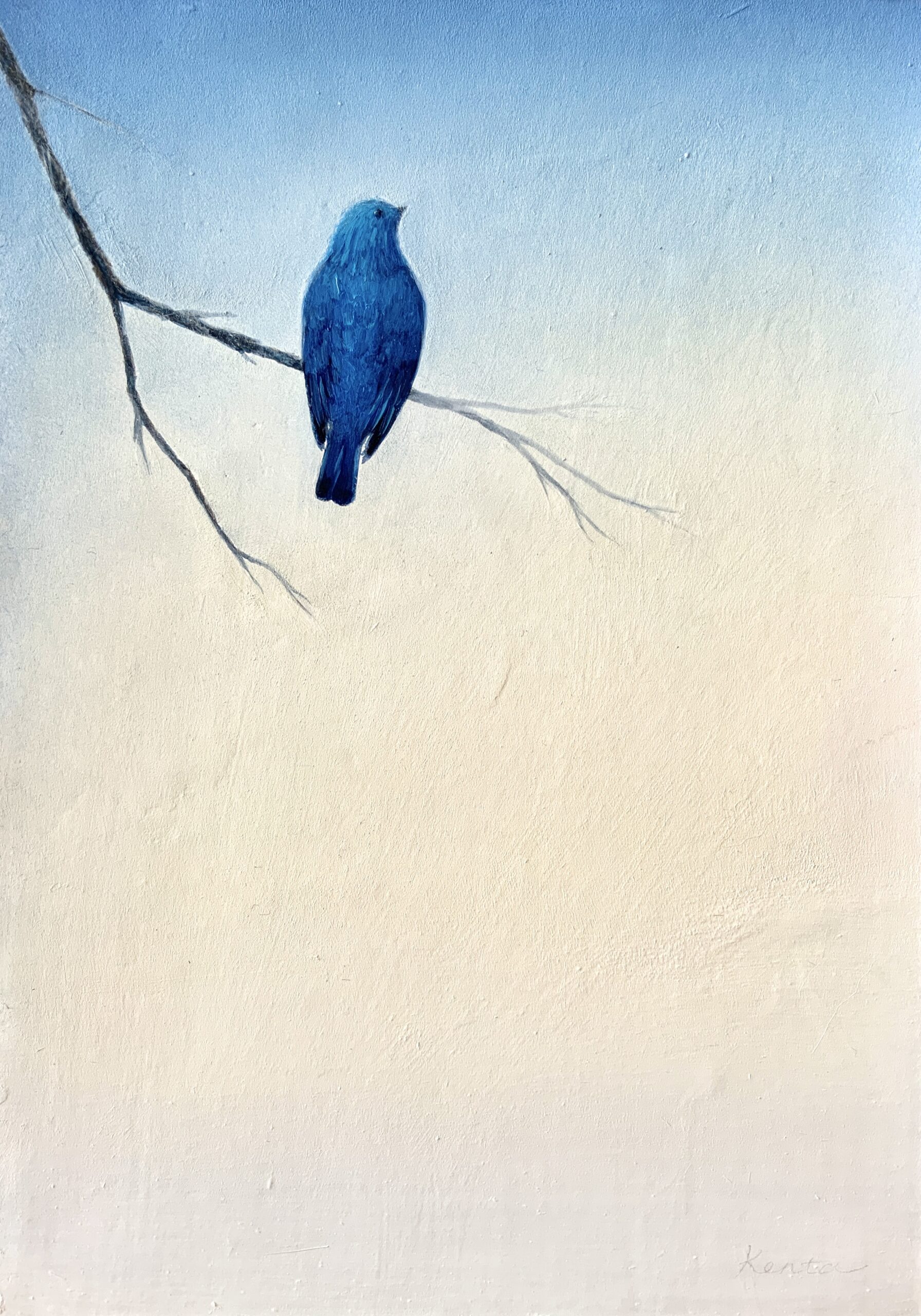 ◉ 絵画 「 幸せを呼ぶ青い鳥 5 」 額縁付 油彩画-