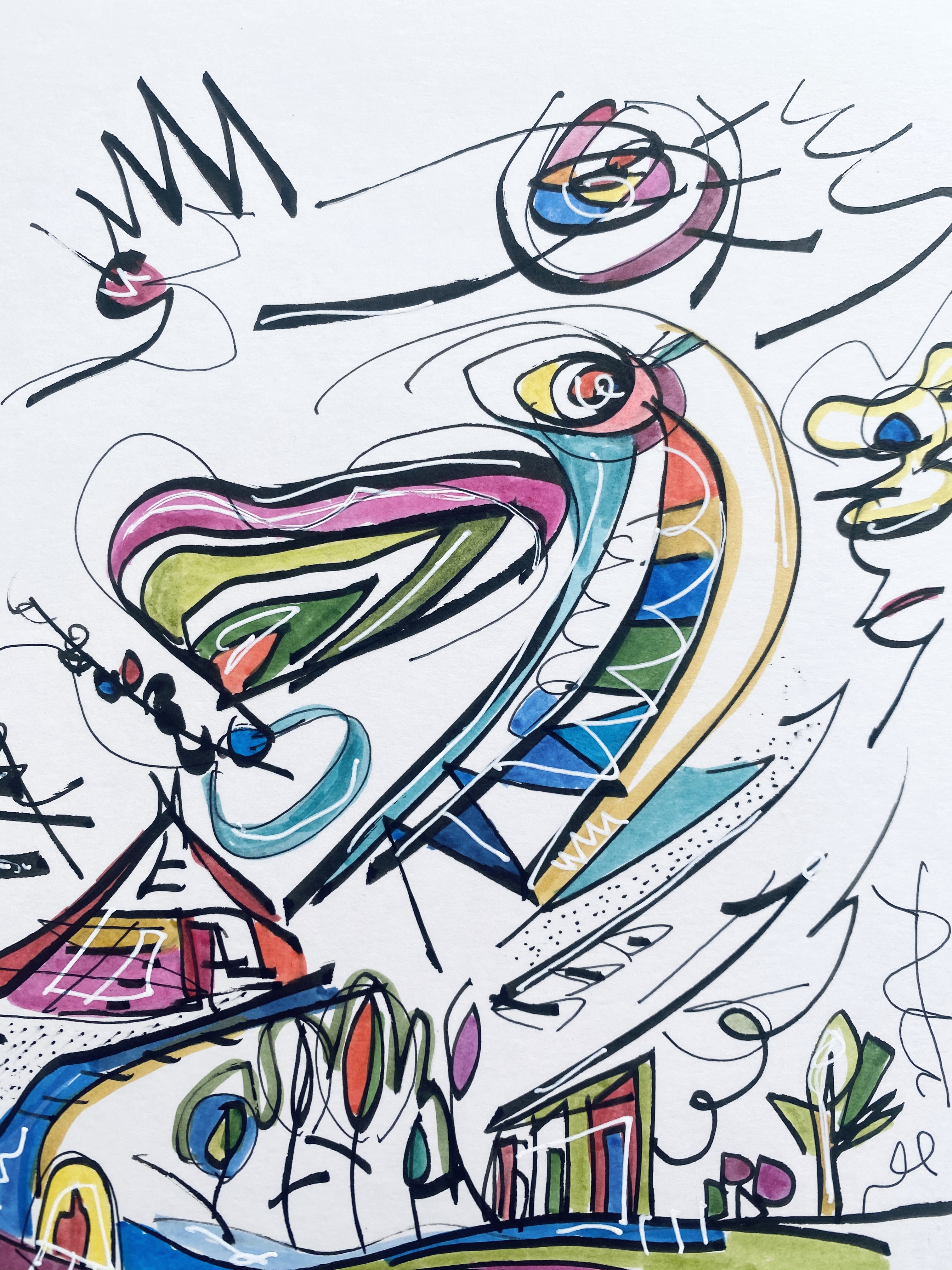 絵画 油絵 鈴木通『岸壁の漁船』