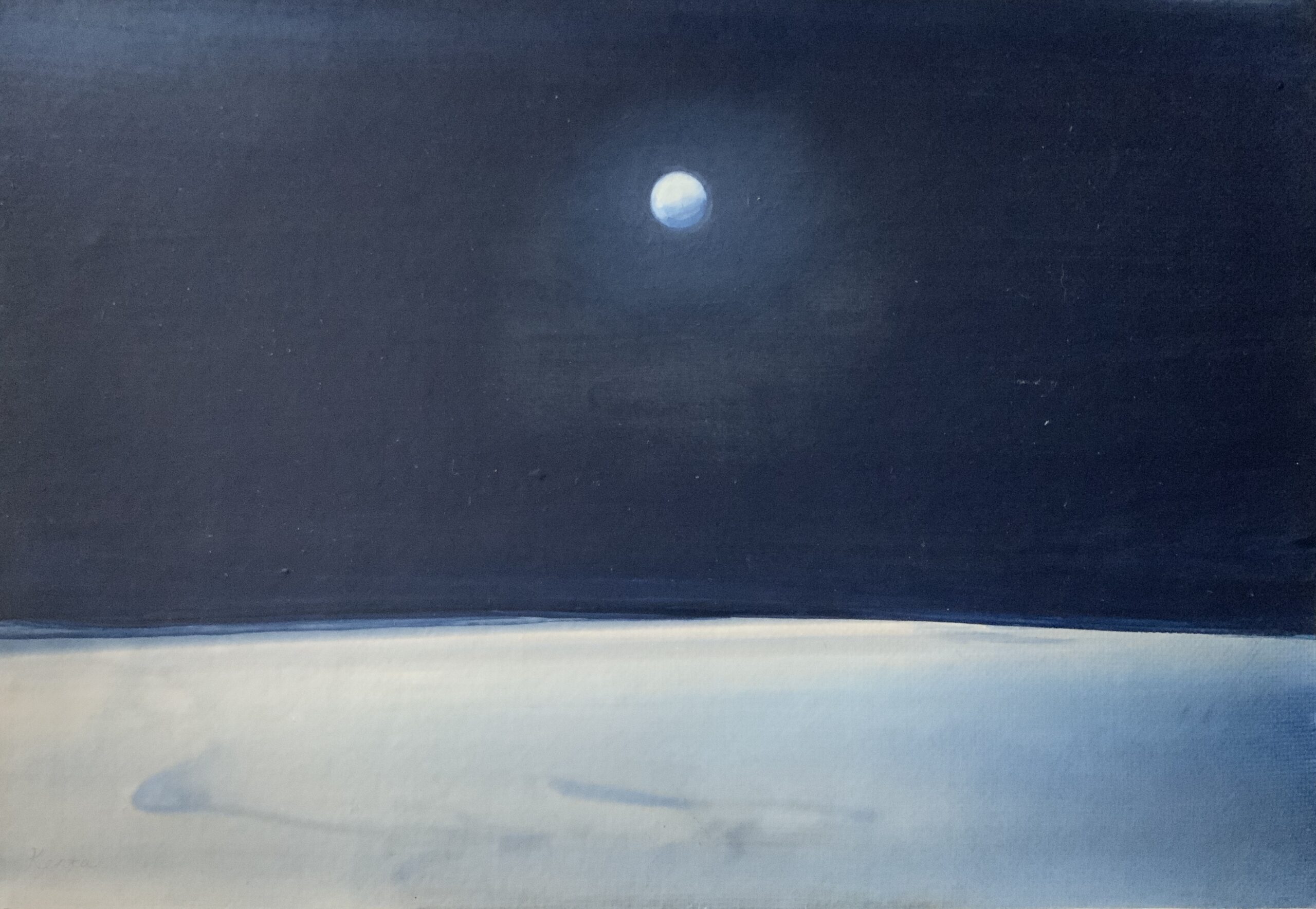 絵画 「 月夜の浜辺 5 」 油彩画 額縁付 - 絵画