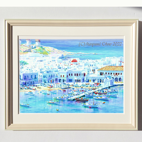 超歓迎された】 ミコノス島 エーゲ海 地中海 ヨーロッパ 風景画 絵画 