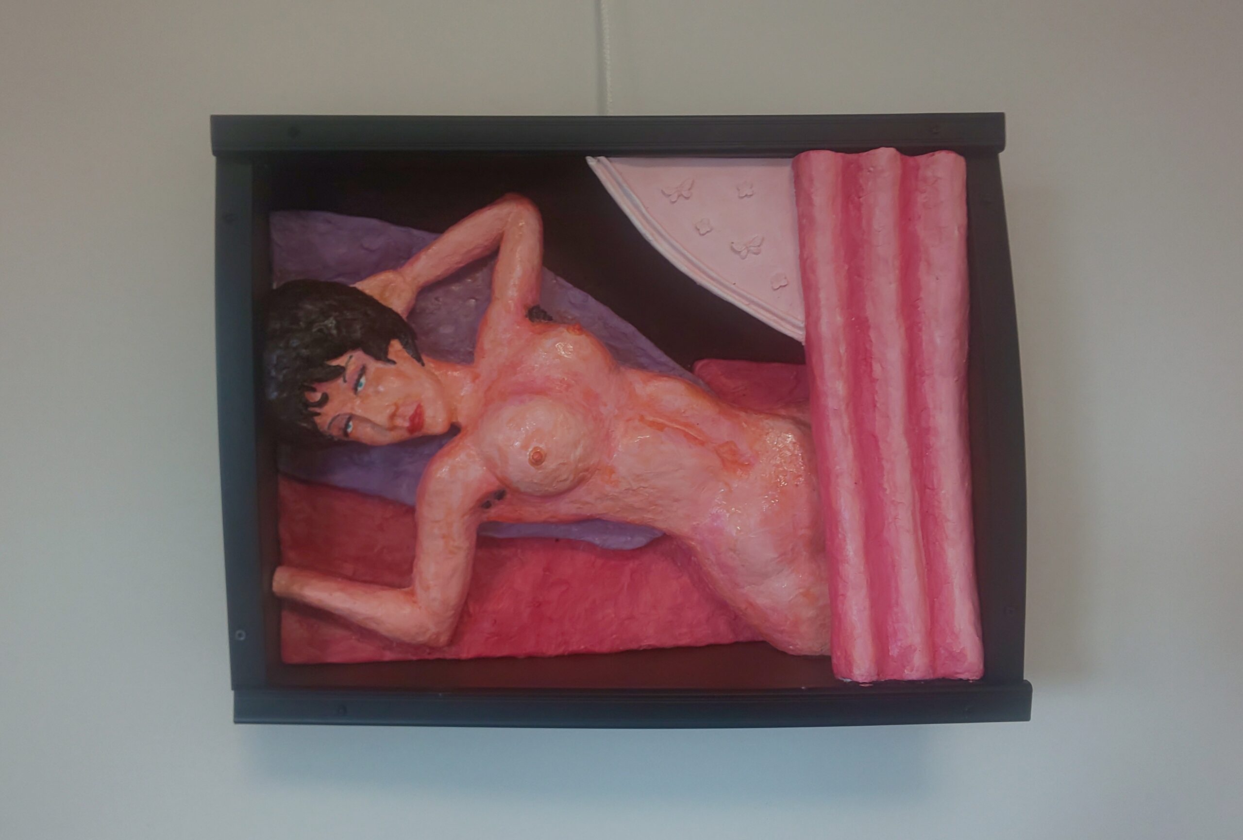 絵画の種類油彩画油絵カーテンを広げて横たわる裸婦