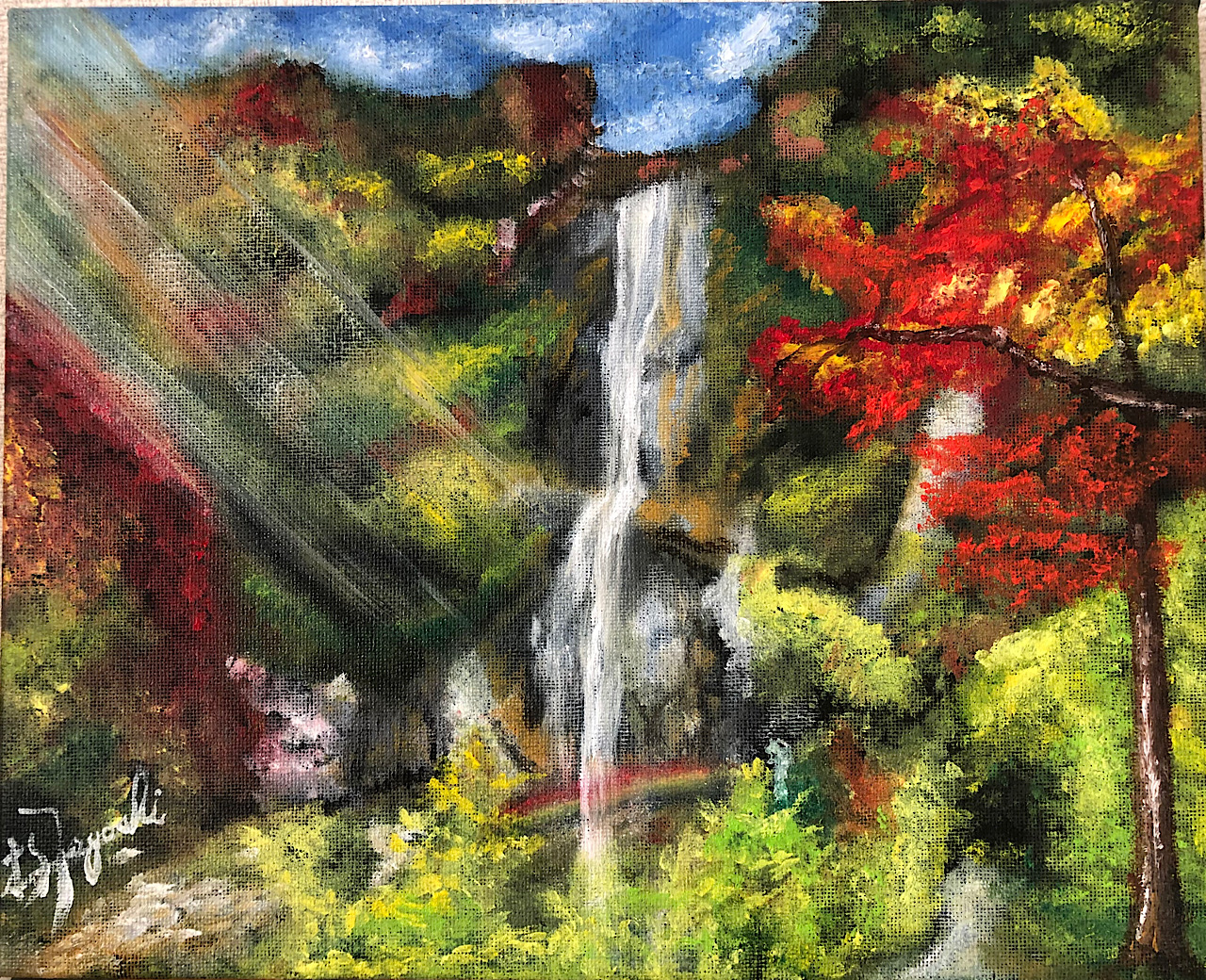 油絵 『 華厳の滝 』 絵画 肉筆 風景画 - 絵画/タペストリ