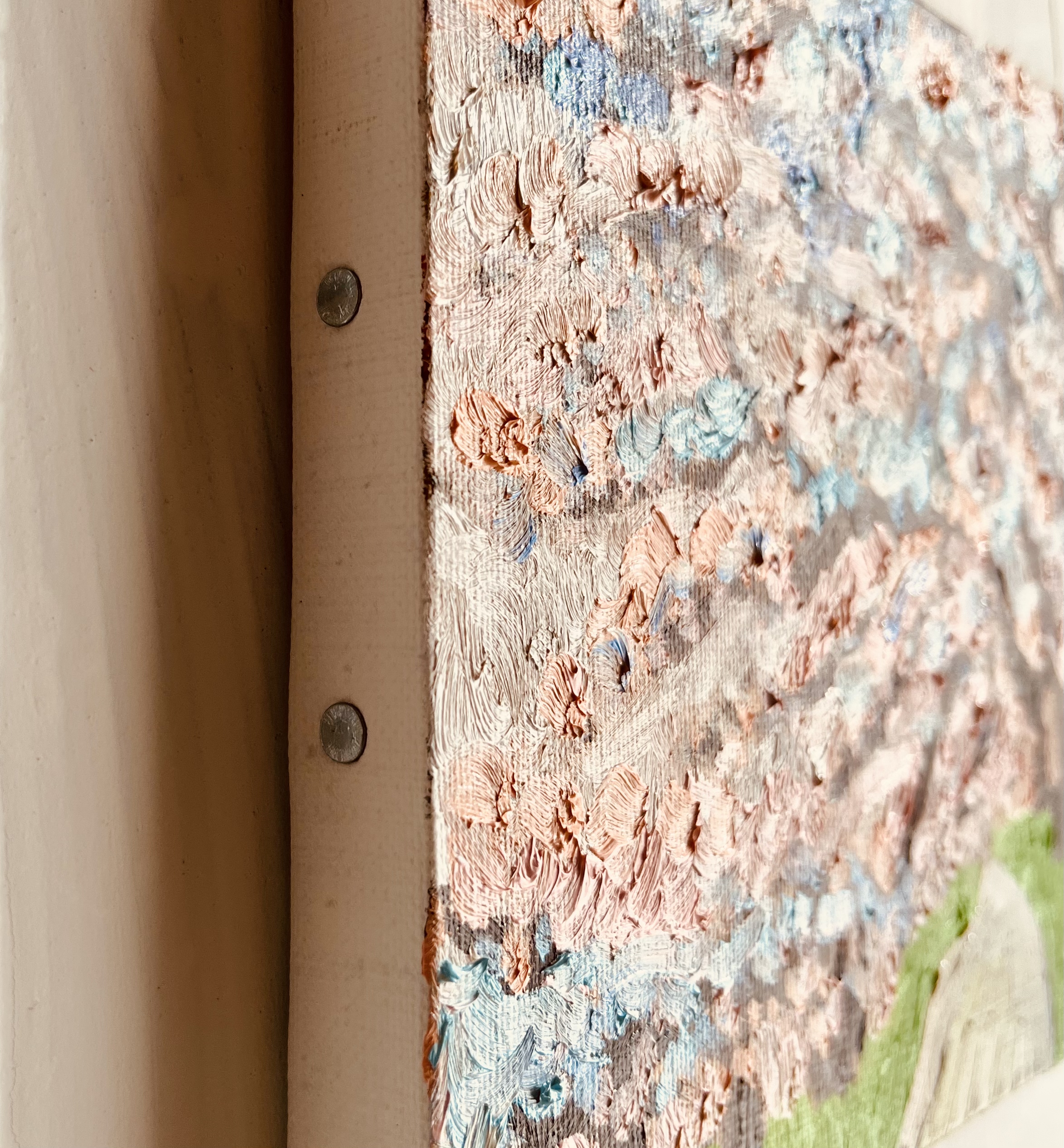 22×27㎝「朝の桜3」油彩・原画・F3