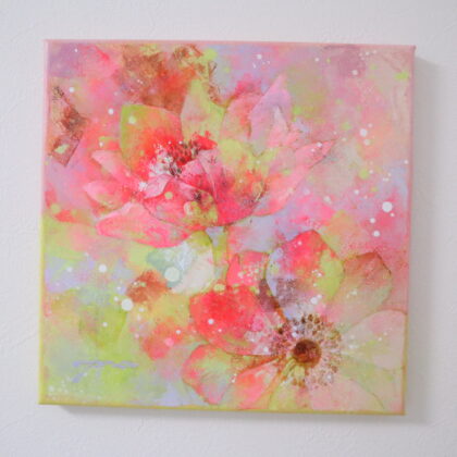 油絵 のおすすめ作品・人気作家 ピンク 抽象画 油絵 緑 花 赤 かわいい アネモネ カラフル グリーン パステルカラー レッド 癒し 静物画 アネモネ インテリア絵画 アート