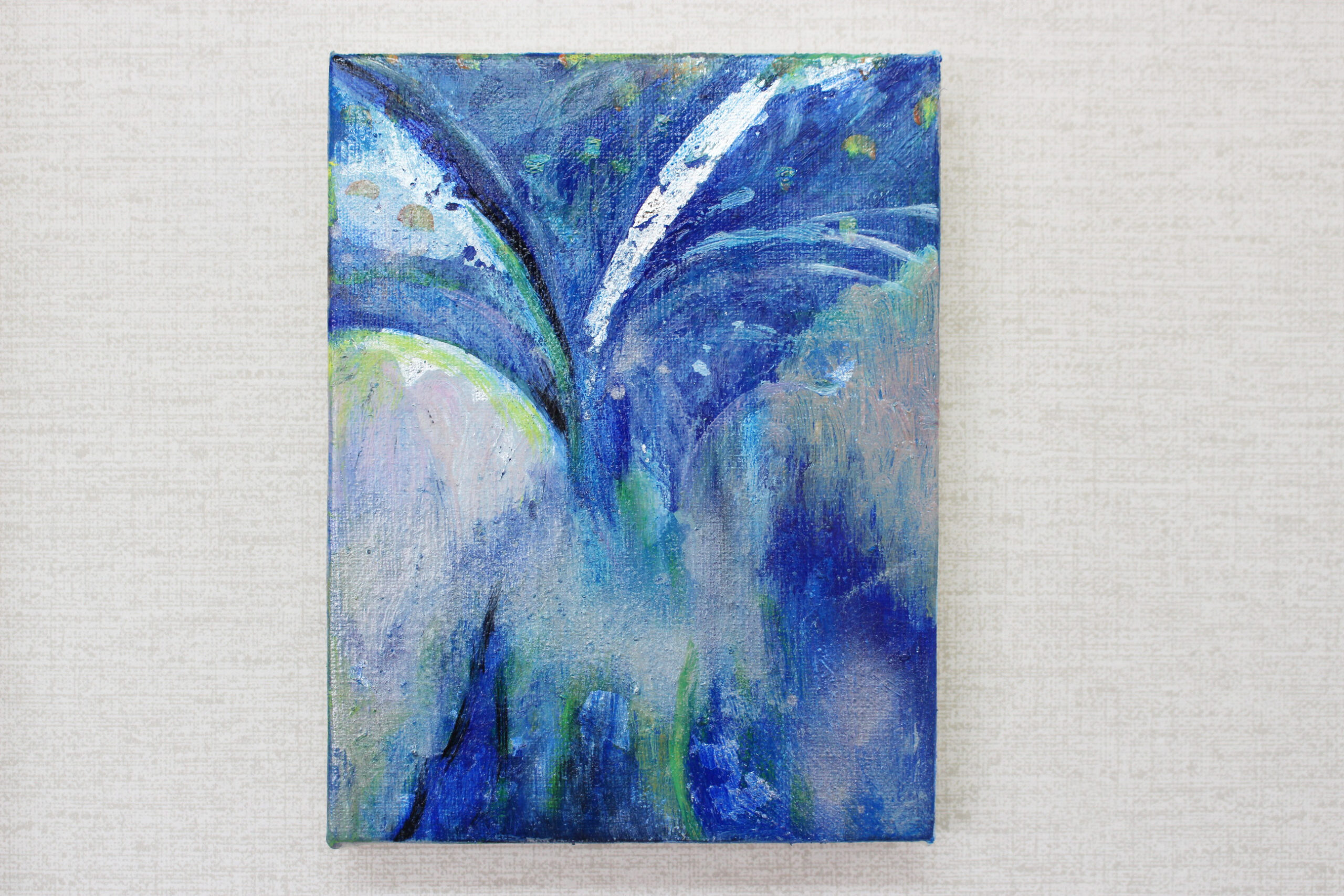 油絵 のおすすめ作品・人気作家 箔 蝶 銀 青 untitled インテリア絵画 アート