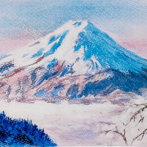 パステル画 のおすすめ作品・人気作家 富士山パステル画春の富士風景画癒しアート雲海雪化粧の富士山インテリア絵画 春露の富士山 雪化粧の富士と雲海 インテリア絵画 アート