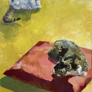 油絵 のおすすめ作品・人気作家 油彩 油絵 猫 赤い座布団 インテリア絵画 アート