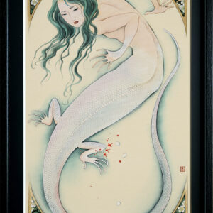 水彩画 のおすすめ作品・人気作家 人外　グリム童話　王子　オオトカゲ　返信　額付 グリム幻想「囚われの王子」額入り インテリア絵画 アート