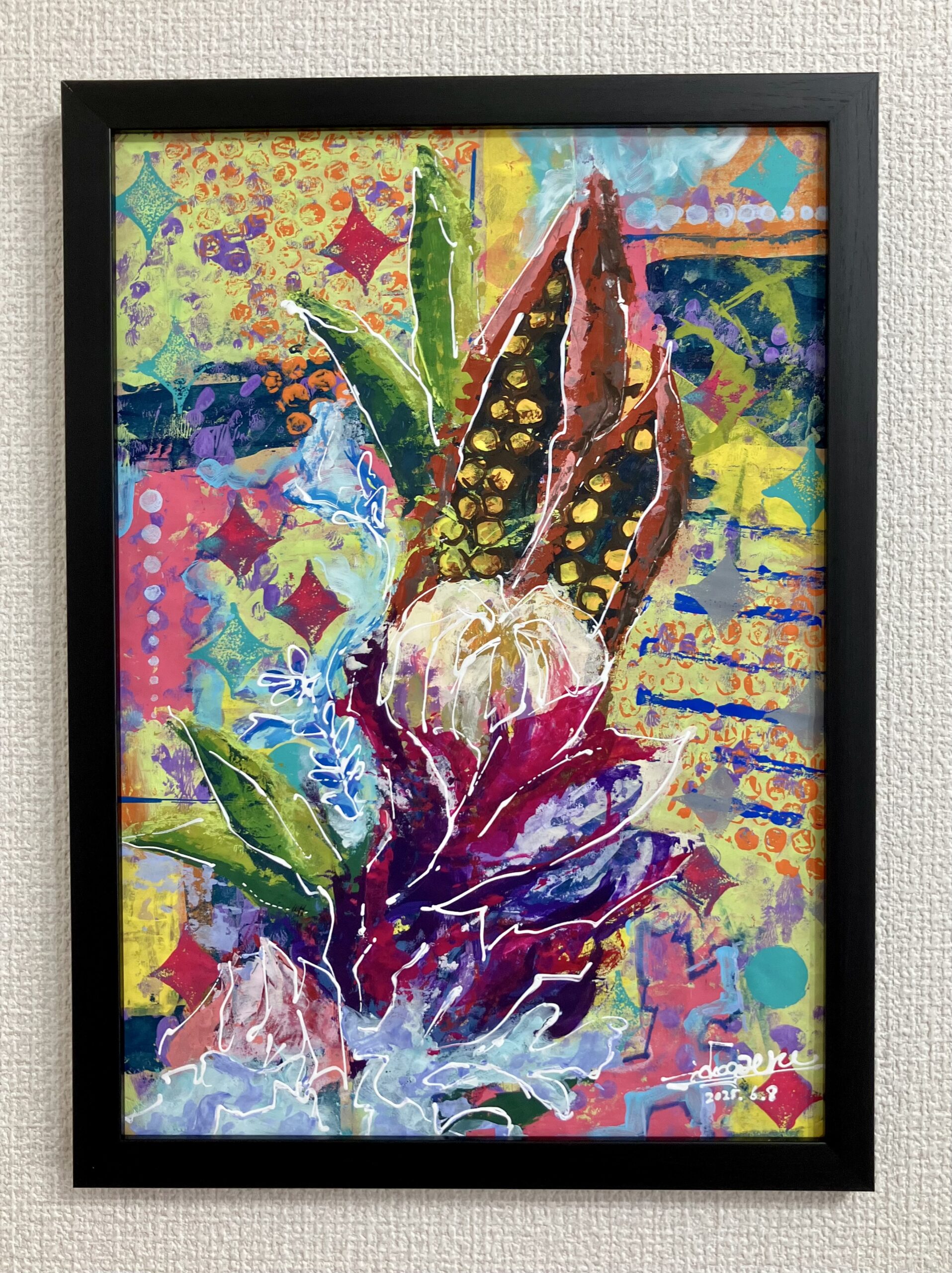 絵画　油絵　花　題　IRIS　 画家イグナシオ(スペイン在住) 絵画 油絵 花 題 IRIS 画家イグナシオ(スペイン在住)