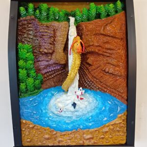 アクリル画 のおすすめ作品・人気作家 伊豆 滝糸天城 鯉 立体絵画の「浄蓮の滝の登竜門」(クレイ絵画） インテリア絵画 アート