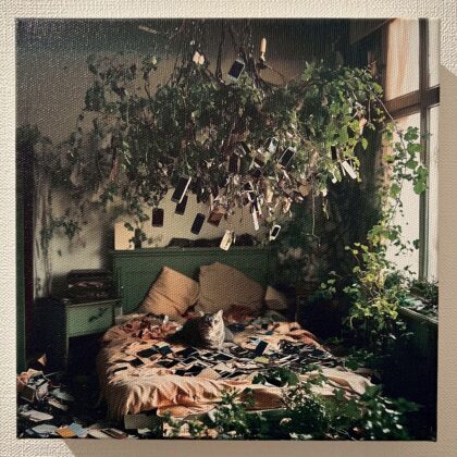 その他 猫 AI AI廃墟 キャンバス Lazy AI Cat – Green インテリア絵画 アート