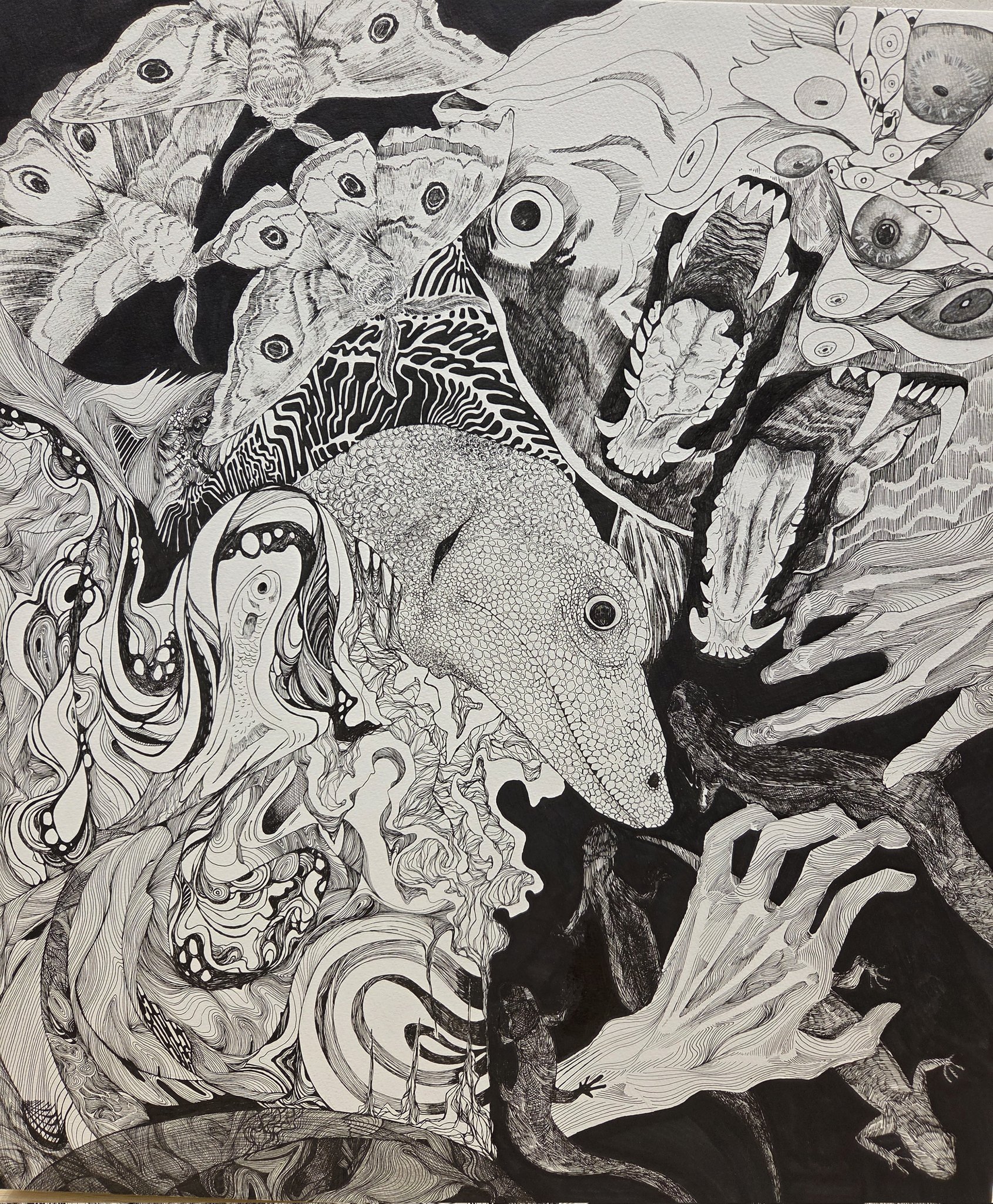 ペン画 ドローイングのおすすめ作品・人気作家 ペン画モノクロ みている インテリア絵画 アート