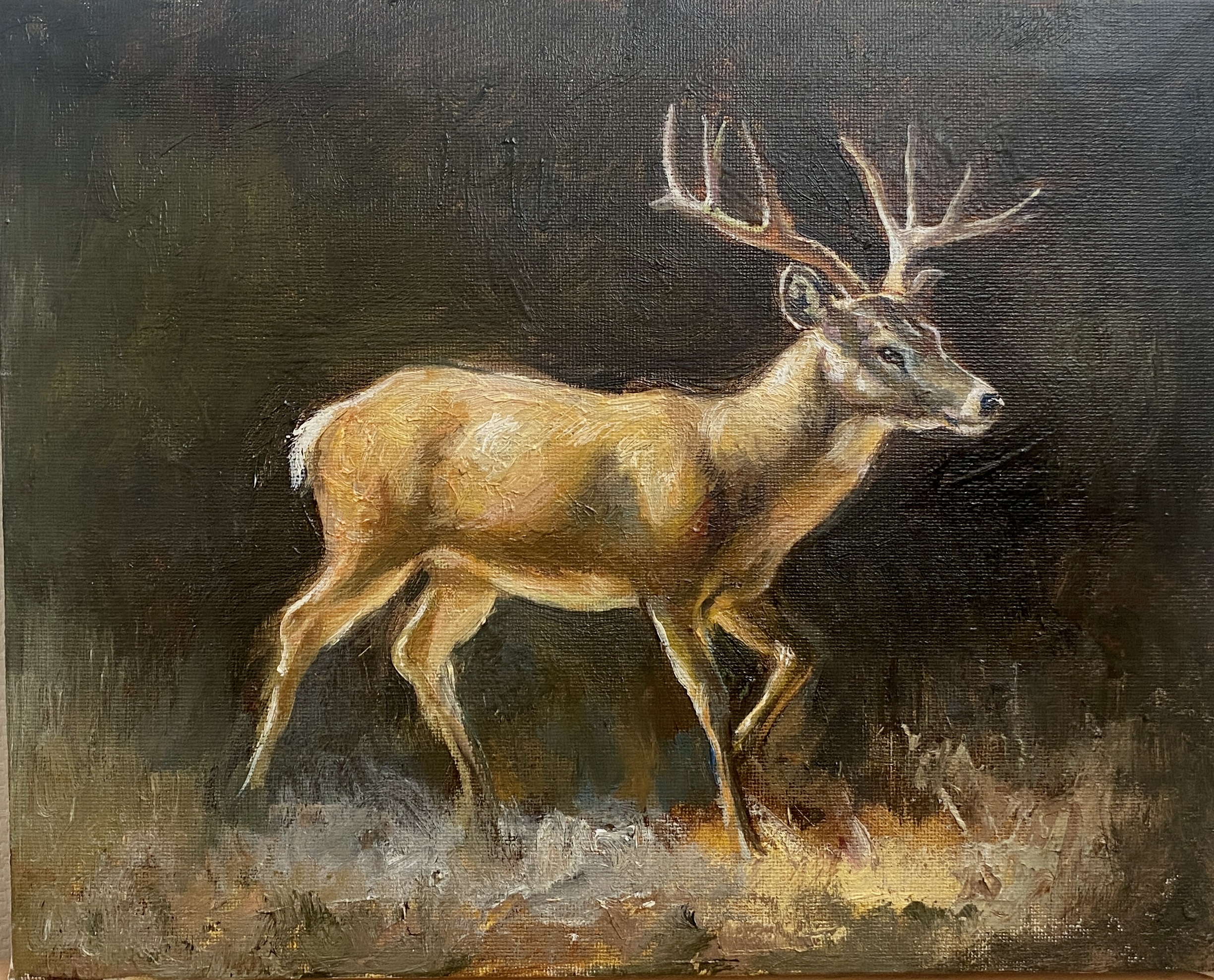 油絵 のおすすめ作品・人気作家 動物 油絵 自然 deer 鹿 deer インテリア絵画 アート