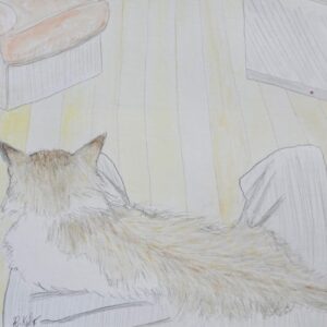 水彩画 のおすすめ作品・人気作家 猫 水彩 cat on lap インテリア絵画 アート