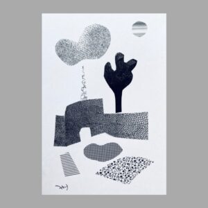 コラージュ のおすすめ作品・人気作家 コラージュ モノクロ 抽象画 白黒 スクリーントーン 街 静寂 風景画 Daytime Silence PS-3 インテリア絵画 アート