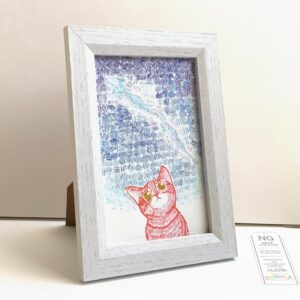 手描きイラスト のおすすめ作品・人気作家 動物 猫 ガラスペン 原画 龍神様 『７月７日の龍ノ川』“The Dragon’s Milky Way – A Tanabata Night with Leon” インテリア絵画 アート