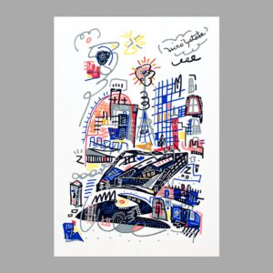 ペン画 ドローイングのおすすめ作品・人気作家 抽象画 ドローイング 街 街角 都会 風景画 Urban Echoes AF-1 インテリア絵画 アート