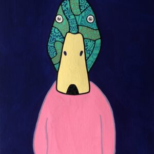 絵画 のおすすめ作品・人気作家 イラスト ピンク 鳥 人 duck? インテリア絵画 アート