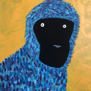 絵画 のおすすめ作品・人気作家 イラスト 動物 黒 猿 青 blue monkey インテリア絵画 アート