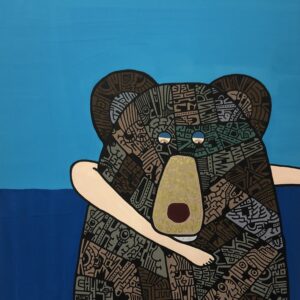 絵画 のおすすめ作品・人気作家 イラスト 動物 黒 人物画 熊 青 summer インテリア絵画 アート