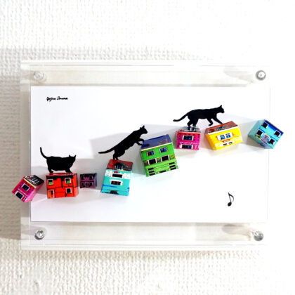 彫刻 レリーフ 立体アート のおすすめ作品・人気作家 動物 猫 立体 contemporary コンテンポラリーアート ポップアート 彫刻 屋根上の散歩 インテリア絵画 アート