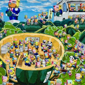 手描きイラスト のおすすめ作品・人気作家 かぼちゃ くま カラフル ポップアート かぼちゃの投票所 インテリア絵画 アート