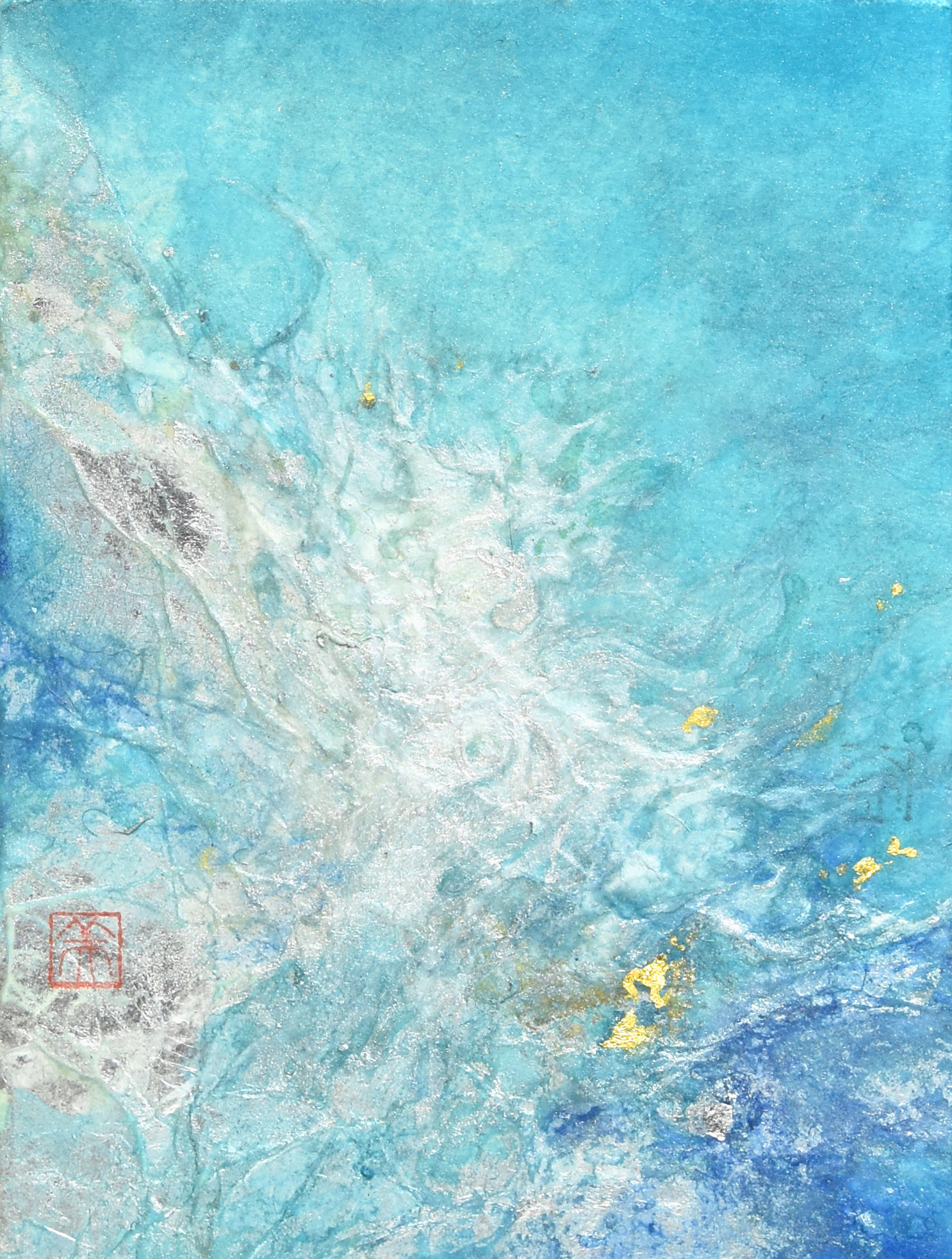 日本画 のおすすめ作品・人気作家 青水色トルコブルー雲水空気風ミニアート LIFE CVIII (108)‐Blue インテリア絵画 アート