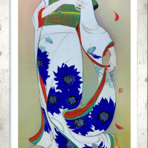 絵画 のおすすめ作品・人気作家 絹本　日本画　大正浪漫　昭和レトロ　着物　 大正浪漫「アネモネ」縦長額入り インテリア絵画 アート