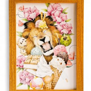 イラスト のおすすめ作品・人気作家 花 icecream Lion Smile アイスクリーム カラフル キョウチクトウ スイカ スマイル ライオン 動物イラスト 小作品 笑顔 王様の甘美なる誘惑 インテリア絵画 アート