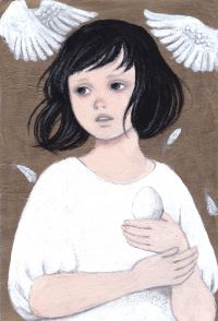 手描きイラスト のおすすめ作品・人気作家 少女　鳥　卵 羽音 インテリア絵画 アート