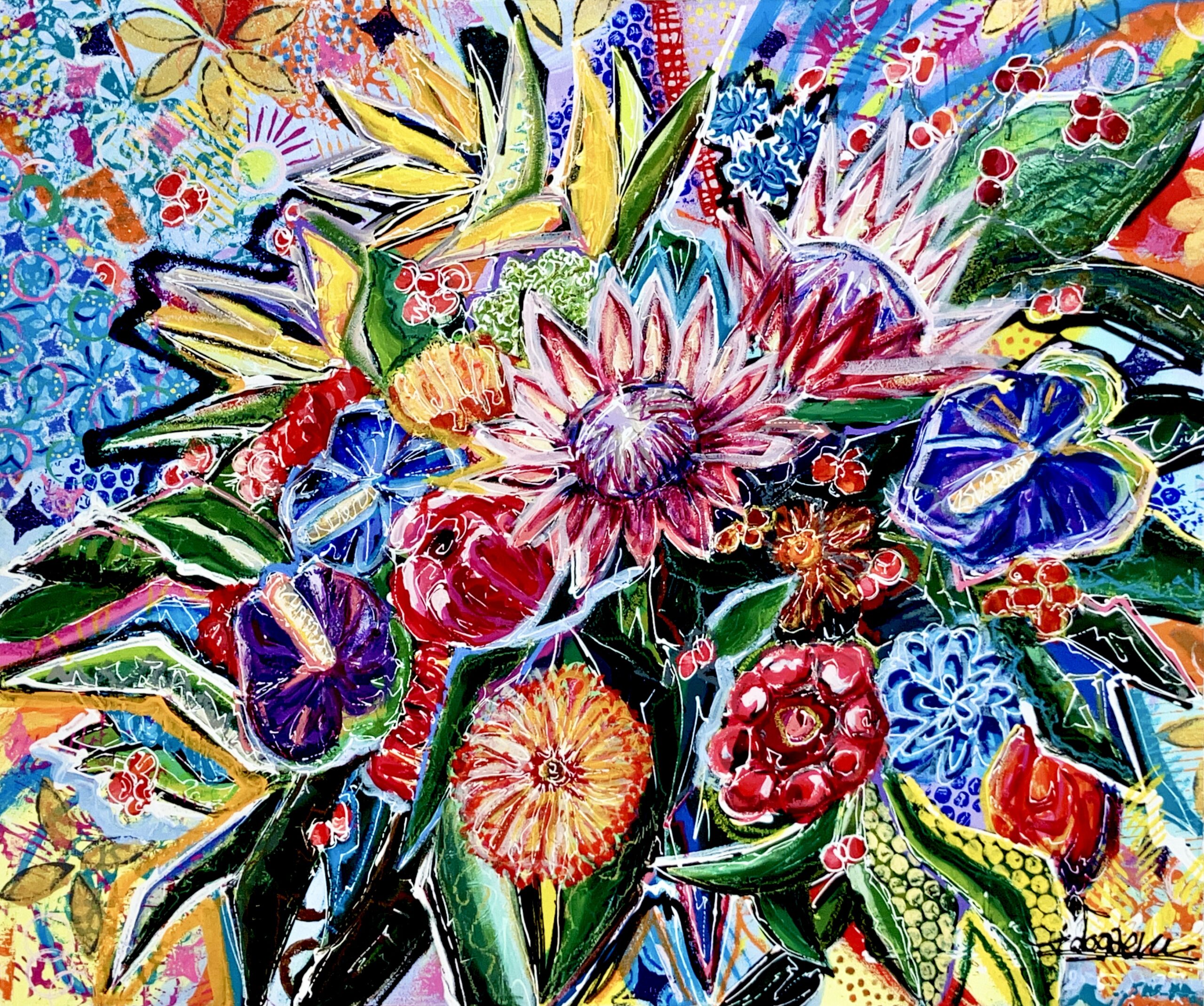 モダンアート　北欧アート　現代アート　空　花　カラフル　フラワーアート　絵　絵画 モダンアート 北欧アート 現代アート 空 花 カラフル フラワー