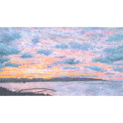 絵画 のおすすめ作品・人気作家 海 夕焼け 点描 空 雨晴の夕焼け インテリア絵画 アート